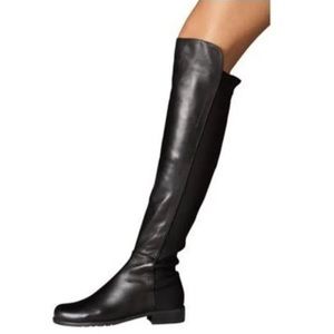 Stuart Weitzman 5050 Over the knee black leather stretch crepe boots size 7